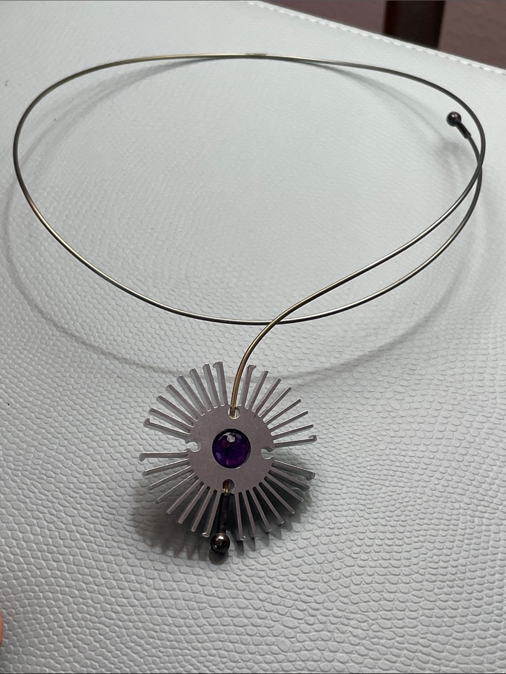 Aurelio Mucci Art piece Sunburst Necklace with Amethyst Stone